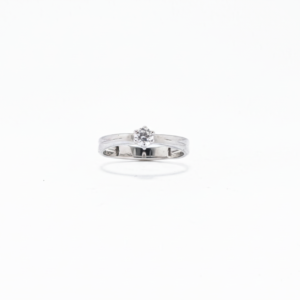 Classic Moissanite Solitaire Silver Ring -Front