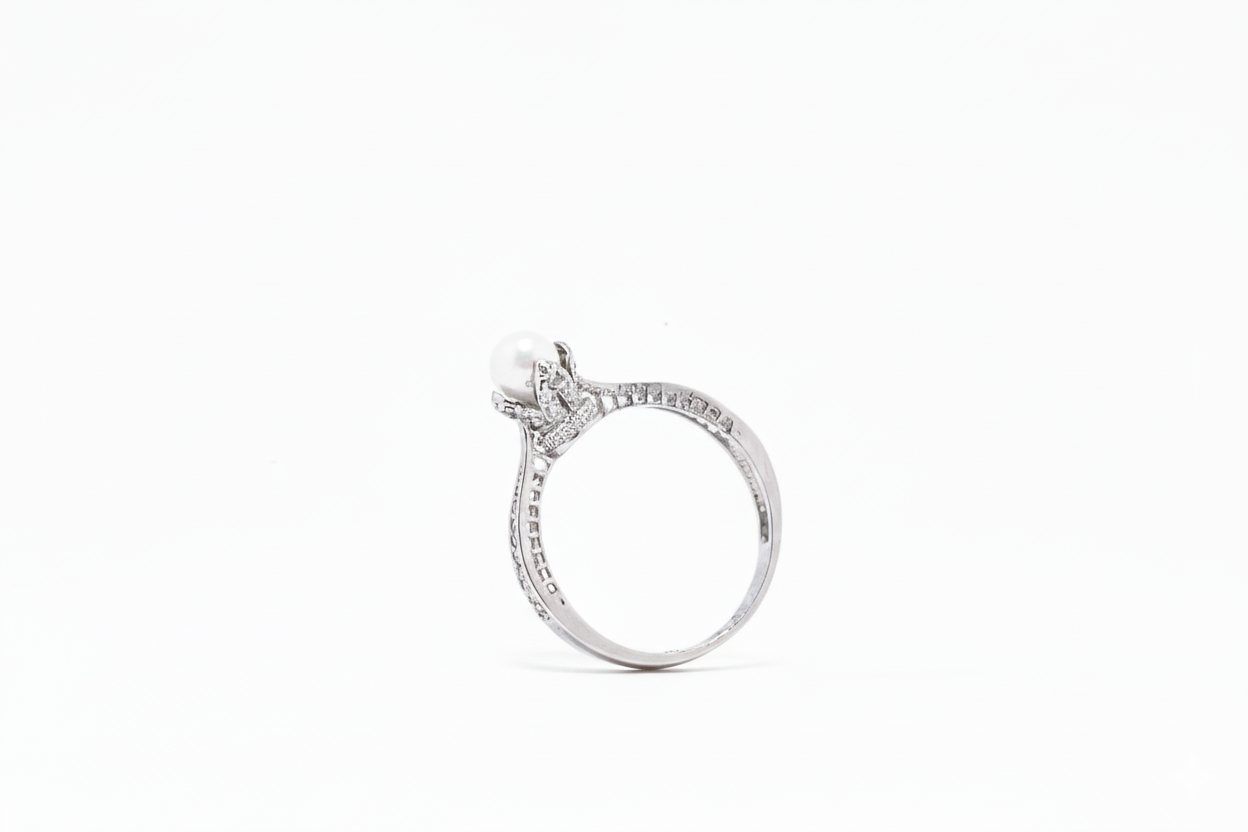 Pearl Crown Silver Ring