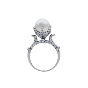 Queen Pearl Crown Silver Ring