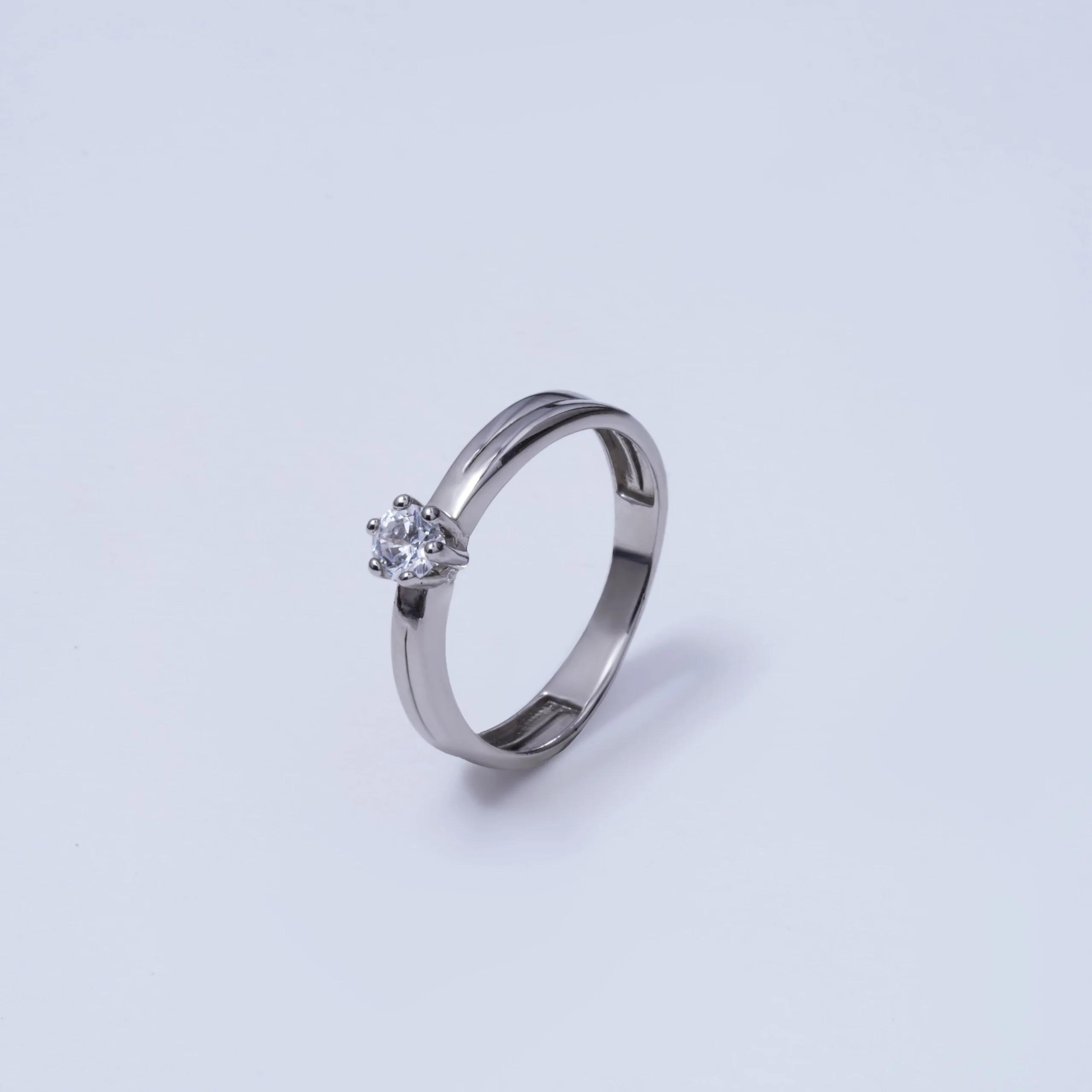 Classic Moissanite Solitaire Silver Ring -Front - Image 2