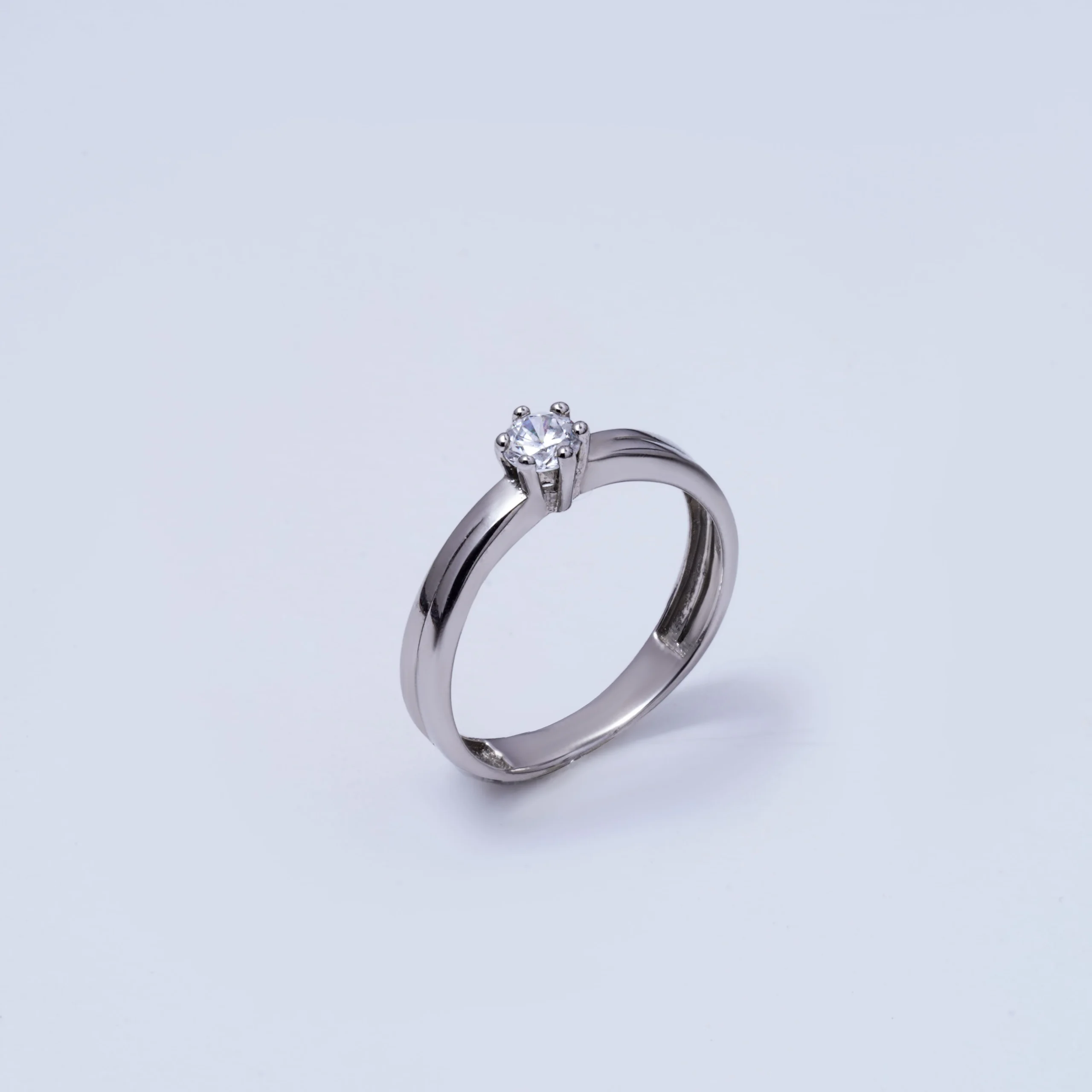 Classic Moissanite Solitaire Silver Ring -Front - Image 3