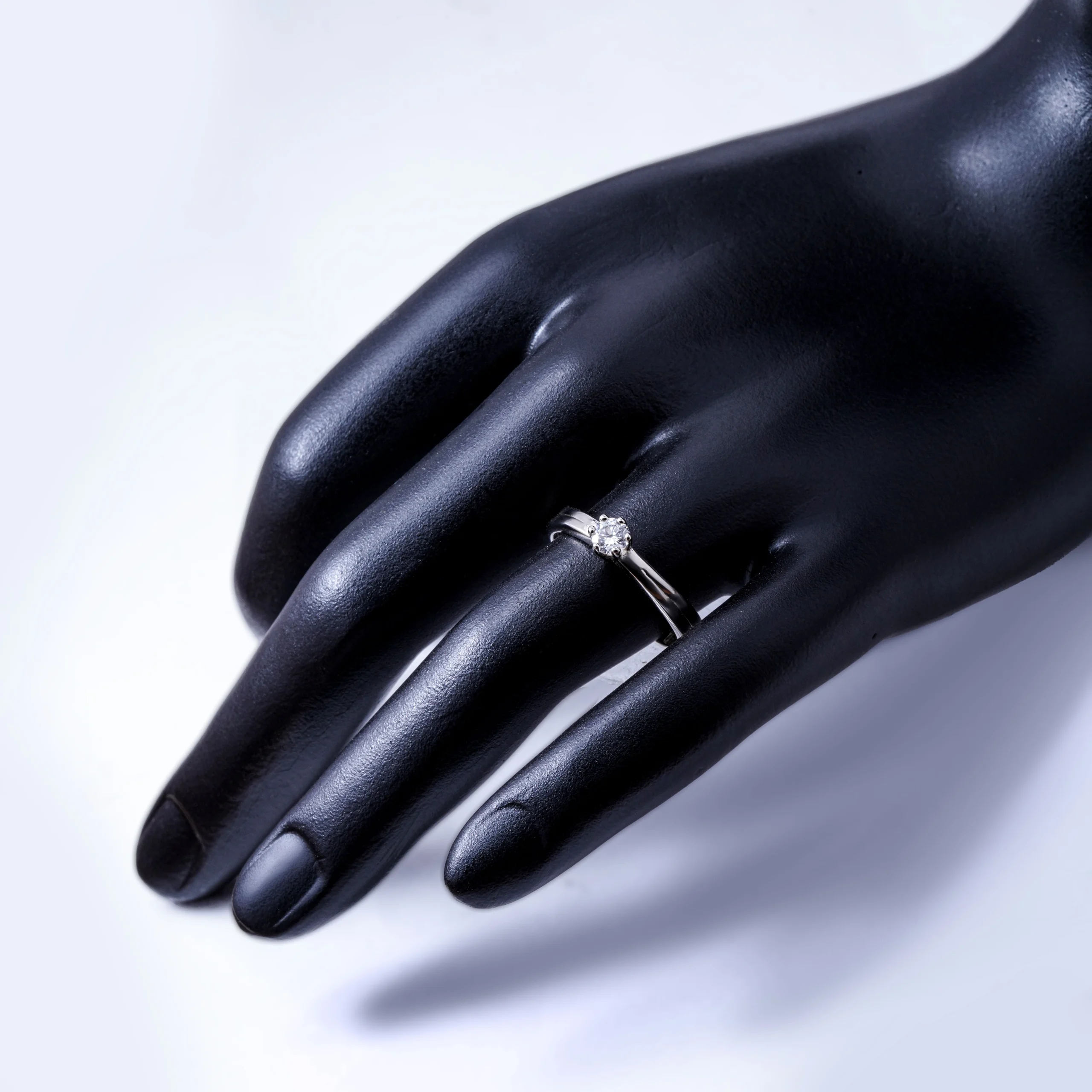 Classic Moissanite Solitaire Silver Ring -Front - Image 4